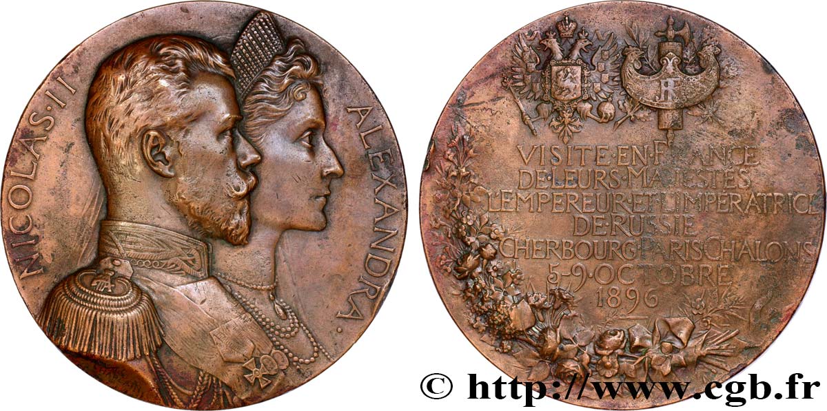 TROISIÈME RÉPUBLIQUE Médaille de visite du tsar Nicolas II TTB+