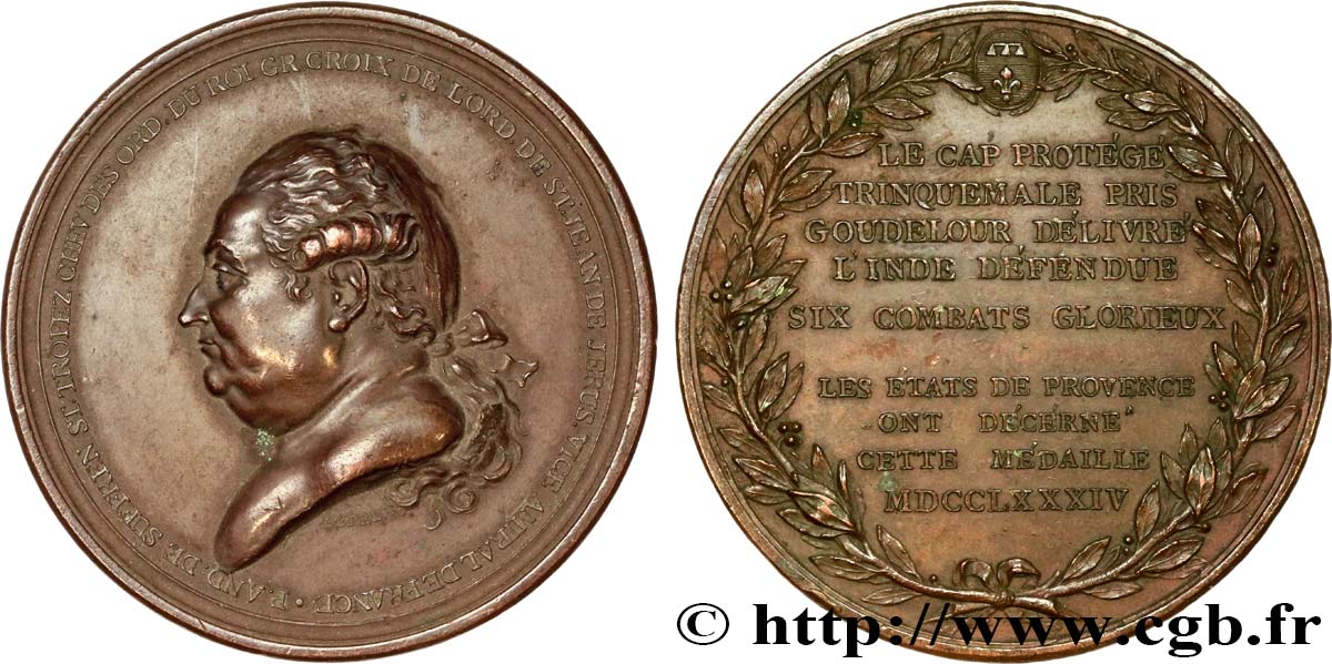 LOUIS XVI Médaille, Victoires de Pierre André, Bailli de Suffren, dans l Océan indien q.SPL
