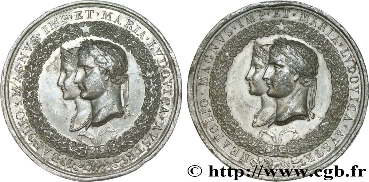 PRIMO IMPERO Médaille de mariage, Napoléon et Marie-Louise - double avers BB