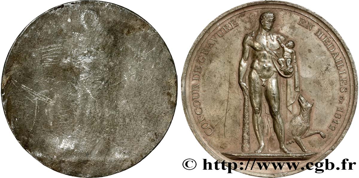 PREMIER EMPIRE Médaille de concours, Napoléon Ier et son fils le roi de Rome - électrotype TTB