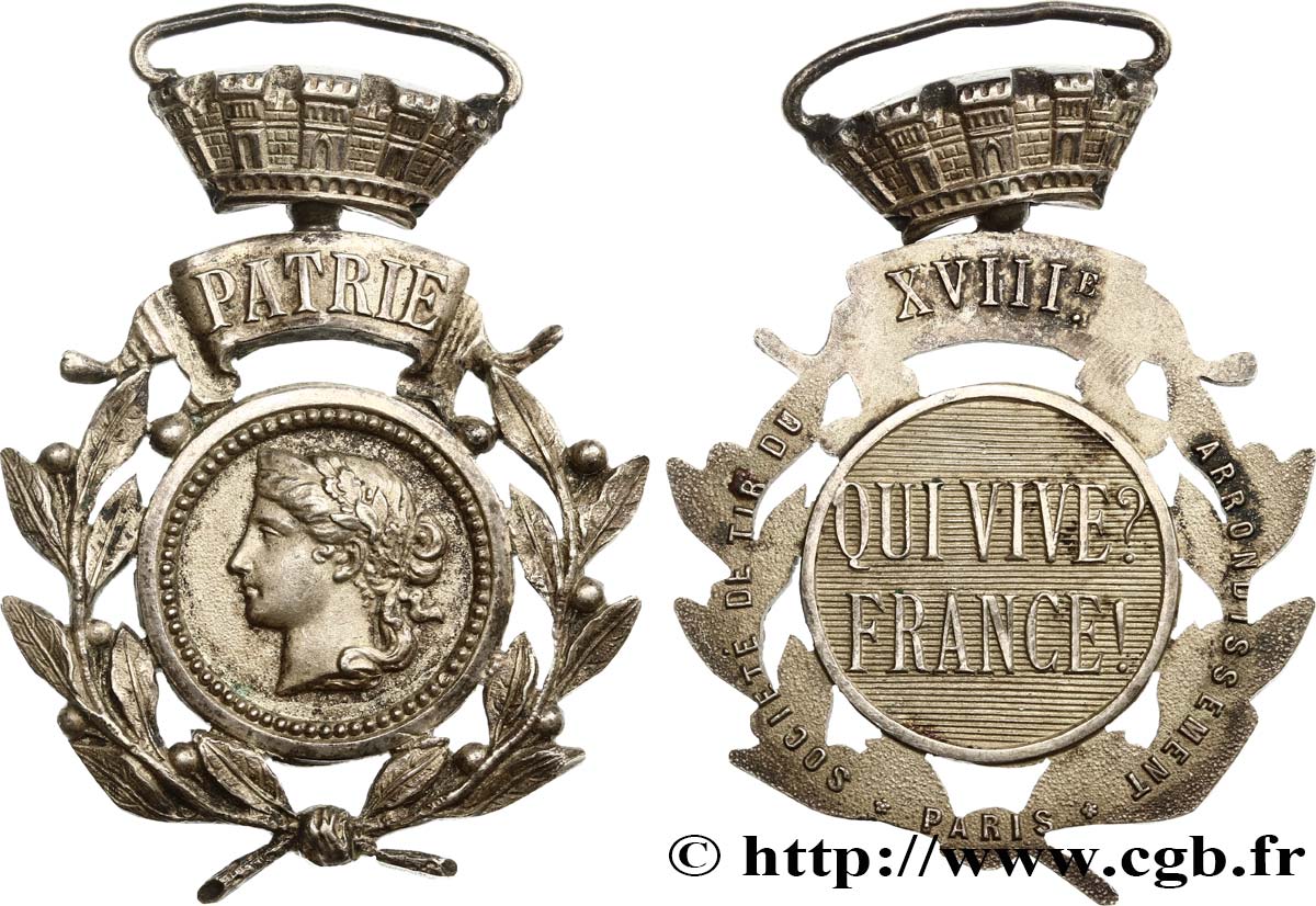 TIR ET ARQUEBUSE Médaille PATRIE, Qui vive? France ! XF