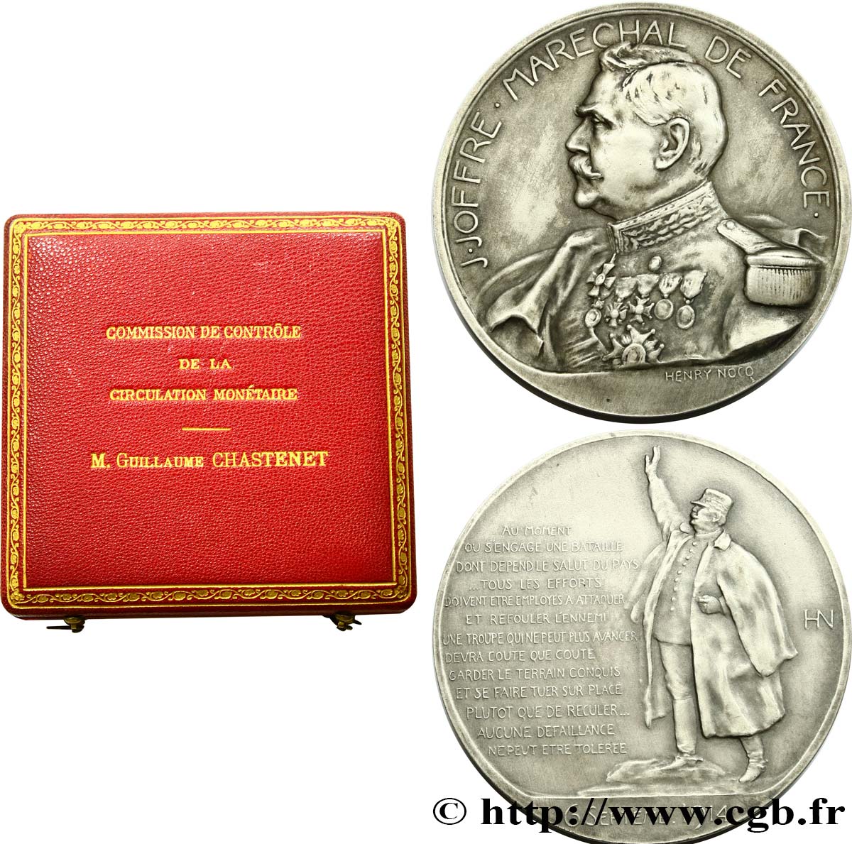 DRITTE FRANZOSISCHE REPUBLIK Médaille, Maréchal Joffre, Discours de la bataille de la Marne VZ