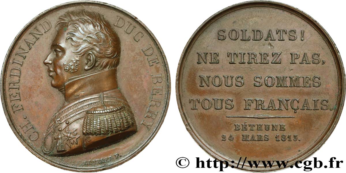 LOUIS XVIII Médaille, Paroles du duc de Berry TTB+