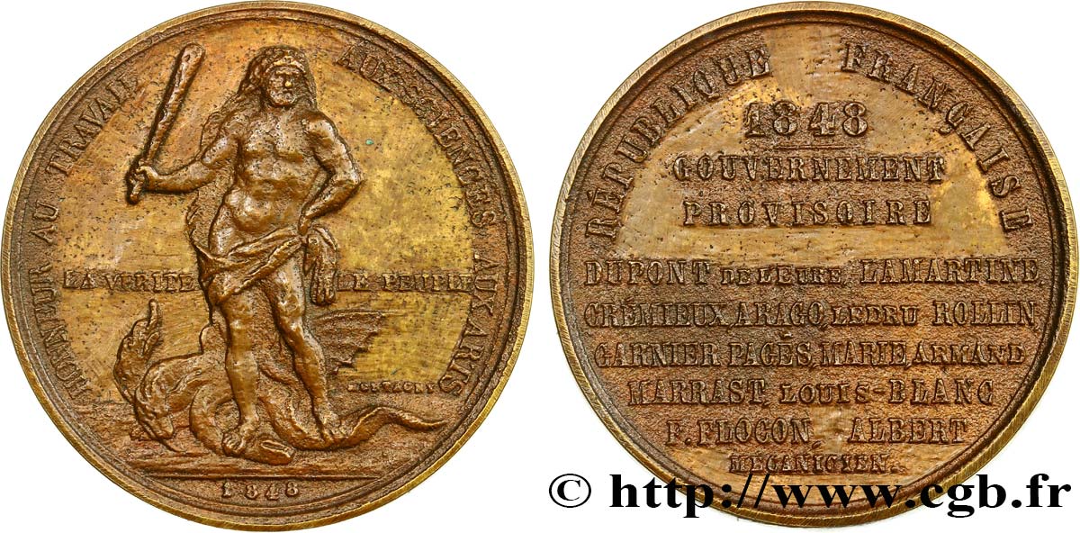 DEUXIÈME RÉPUBLIQUE Médaille, gouvernement provisoire VF