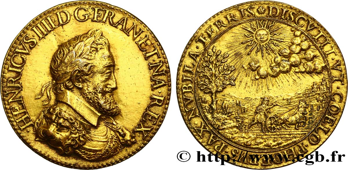 HENRI IV LE GRAND Médaille, Phoebus dissipe les nuages, frappe postérieure TTB
