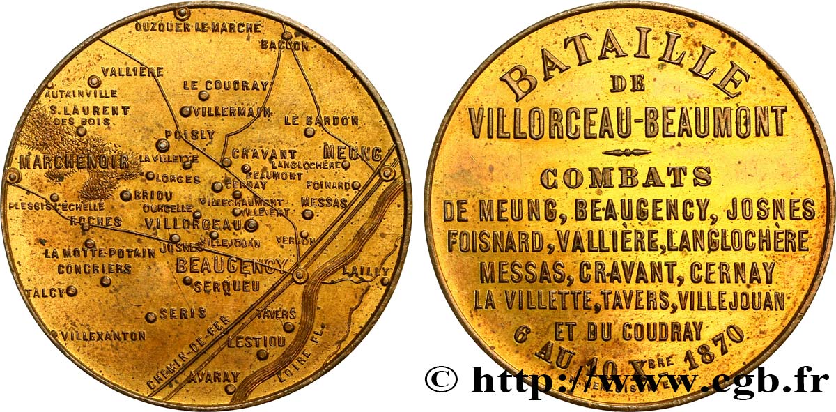 GUERRE DE 1870-1871 Médaille, Bataille de Villarceau-Beaumont TTB+