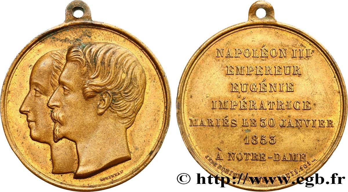 AMOUR ET MARIAGE Médaille, Mariage de Napoléon III et d’Eugénie TTB+