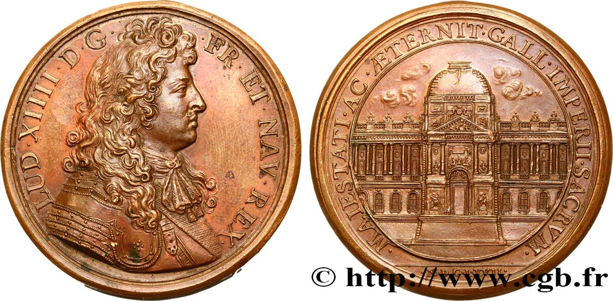 LOUIS XIV LE GRAND OU LE ROI SOLEIL Médaille, Colonnade du Louvre SUP