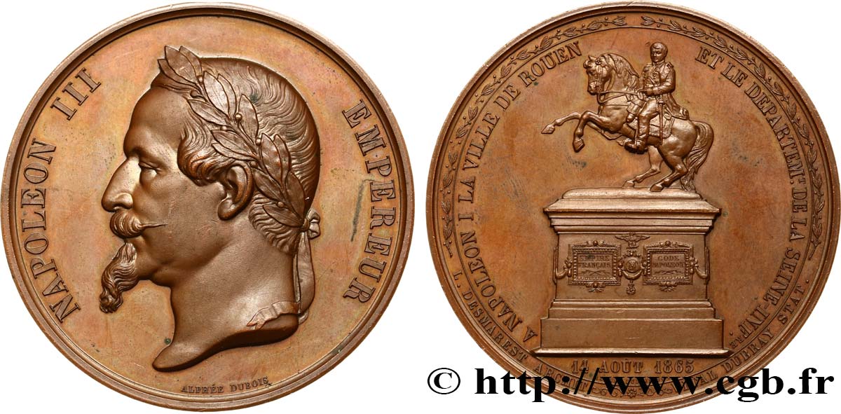 ZWEITES KAISERREICH Médaille, érection de la statue équestre de Napoléon Ier VZ