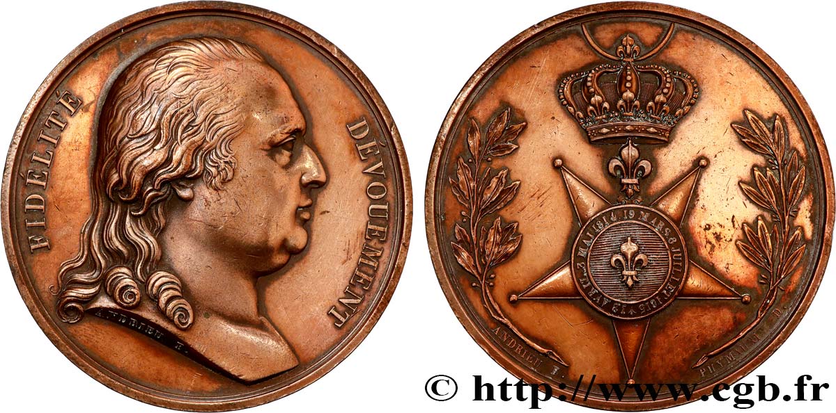 LOUIS XVIII Médaille, Création de l’ordre de la fidélité TTB