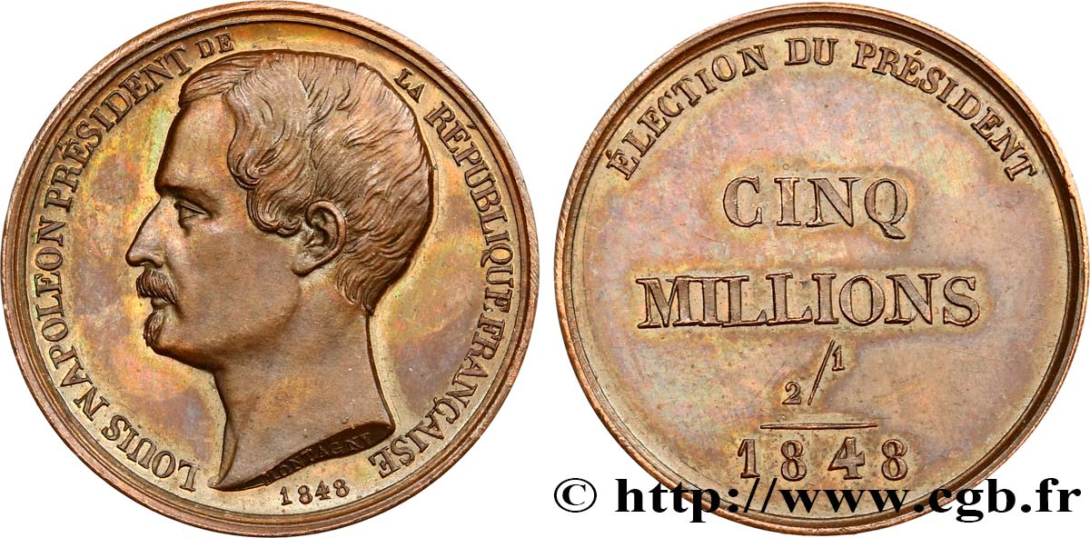 SECOND REPUBLIC Médaille, Élection du président Louis Napoléon Bonaparte MS