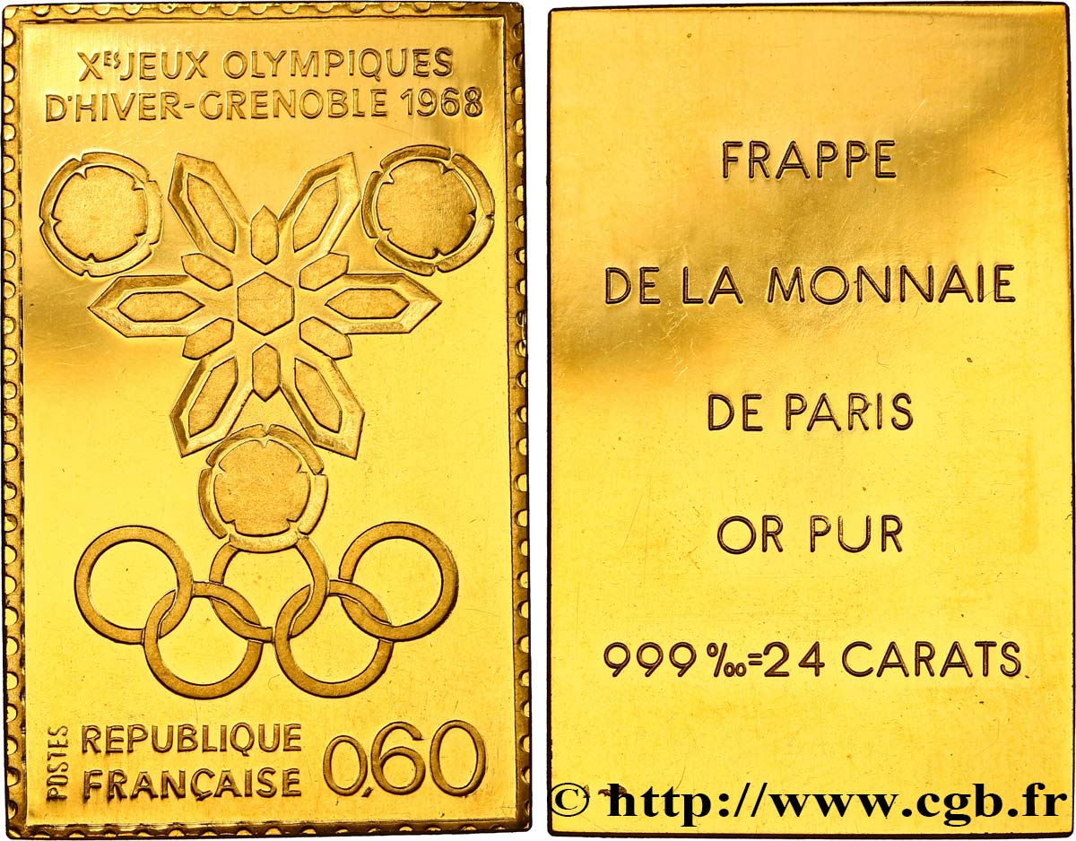 QUINTA REPUBBLICA FRANCESE Médaille, Xes Jeux Olympiques d’Hiver de Grenoble MS