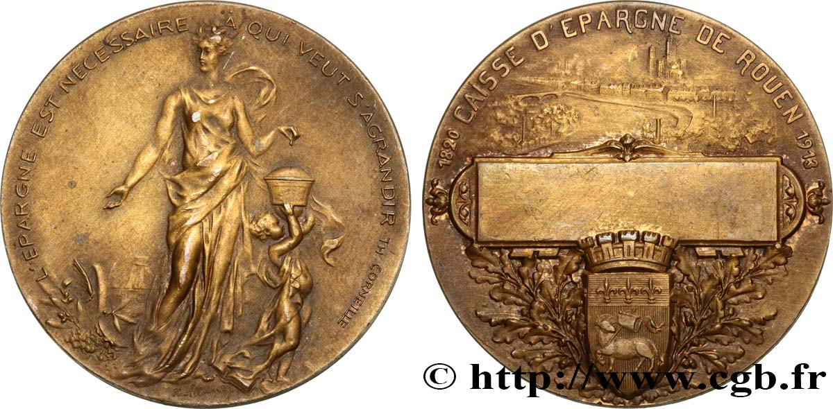 CAISSES D ÉPARGNE Médaille, Caisse d’épargne de Rouen TTB+