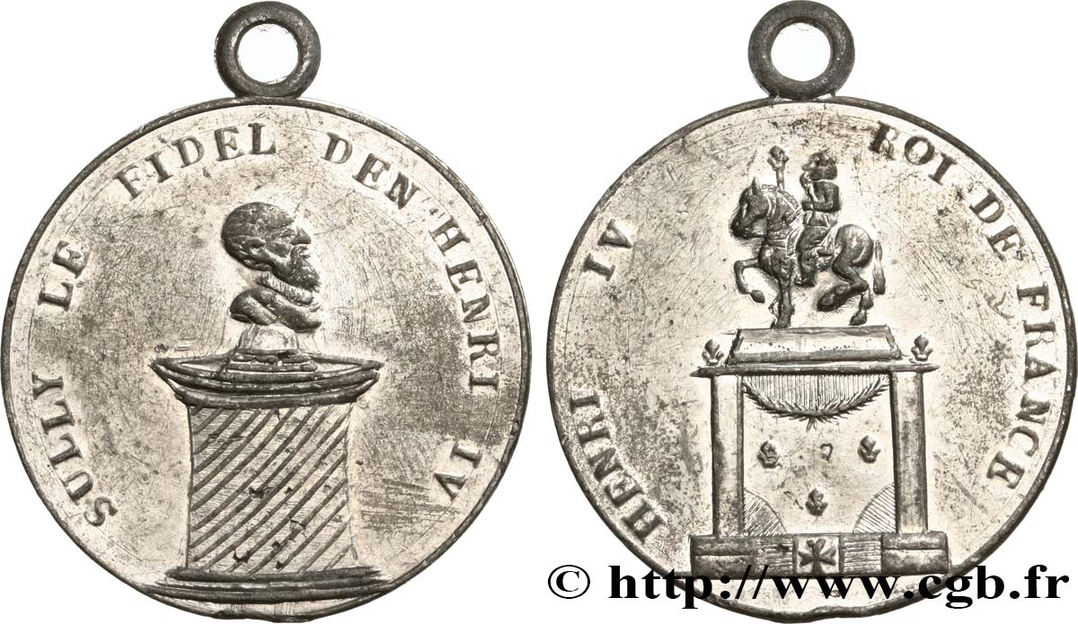 LUIS XVIII Médaille, Rétablissement de la statue de Henri IV le 28 octobre 1817 MBC+