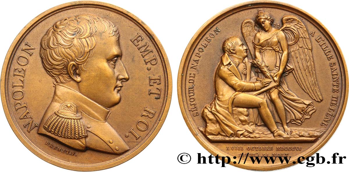 PRIMO IMPERO Médaille, Séjour de Napoléon Ier sur l’île de Ste Hélène, refrappe moderne SPL