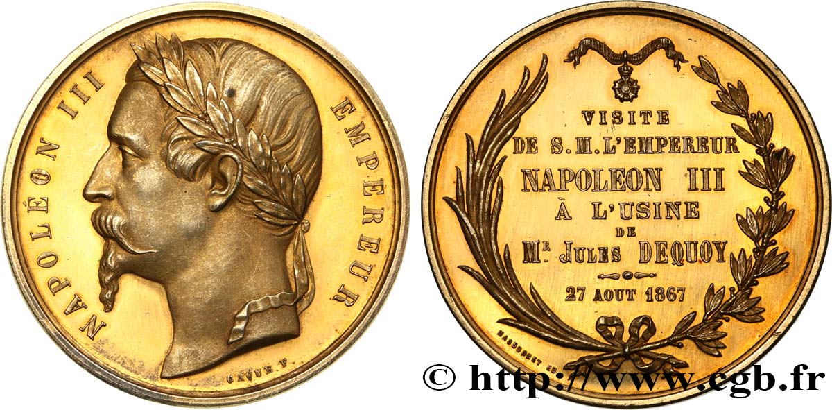 SEGUNDO IMPERIO FRANCES Médaille, Visite à l’usine de Monsieur Jules Dequoy EBC
