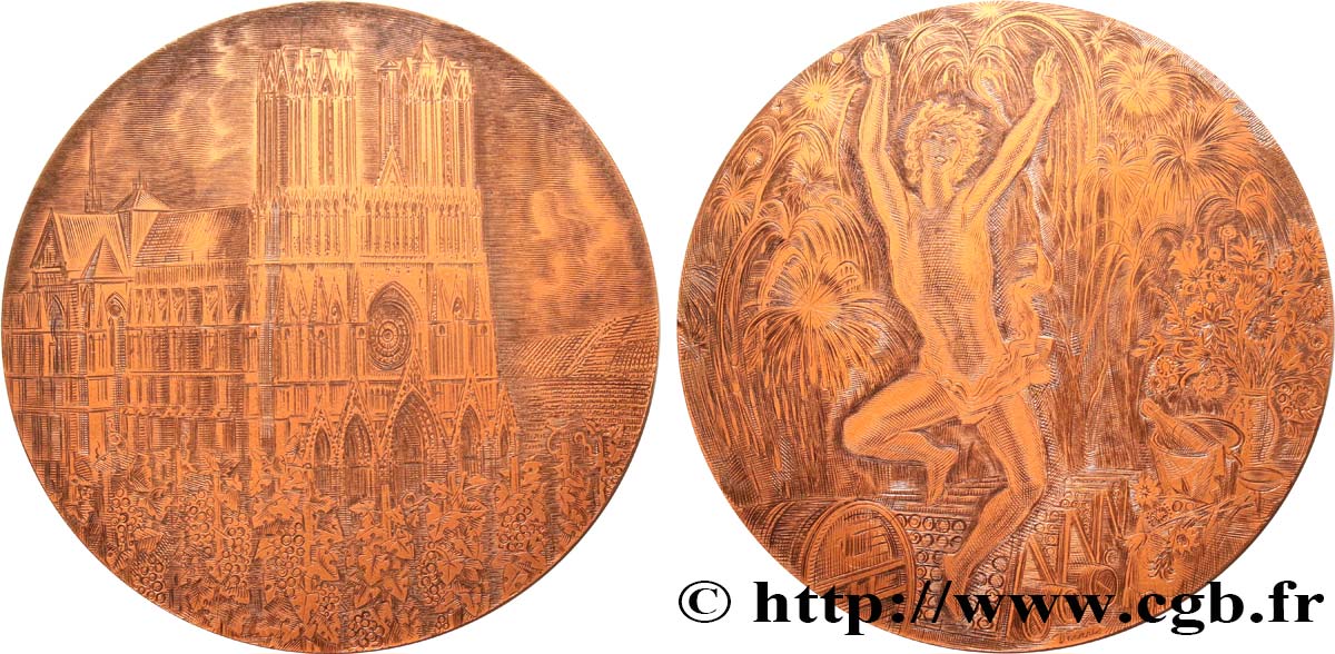 BUILDINGS AND HISTORY Imposante médaille, Cathédrale de Reims et champagne AU