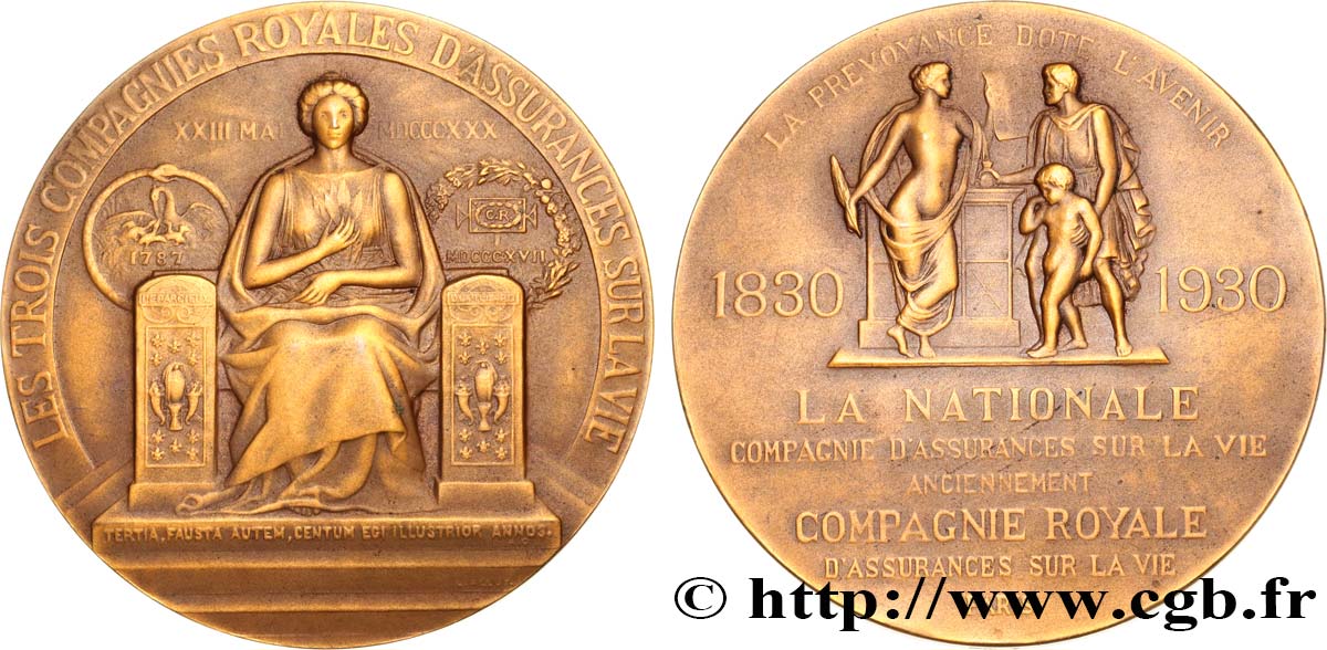 ASSURANCES Médaille, Centenaire de la compagnie d’assurance “La nationale” AU