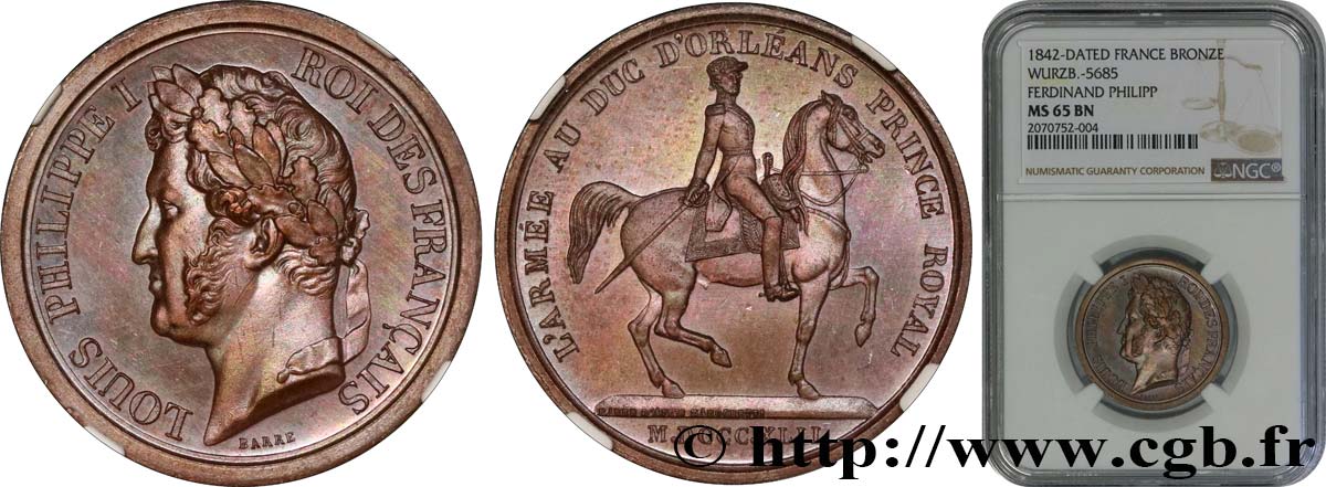 ILE DE FRANCE - TOWNS AND GENTRY Médaille, Duc d’Orléans, prince royal MS65