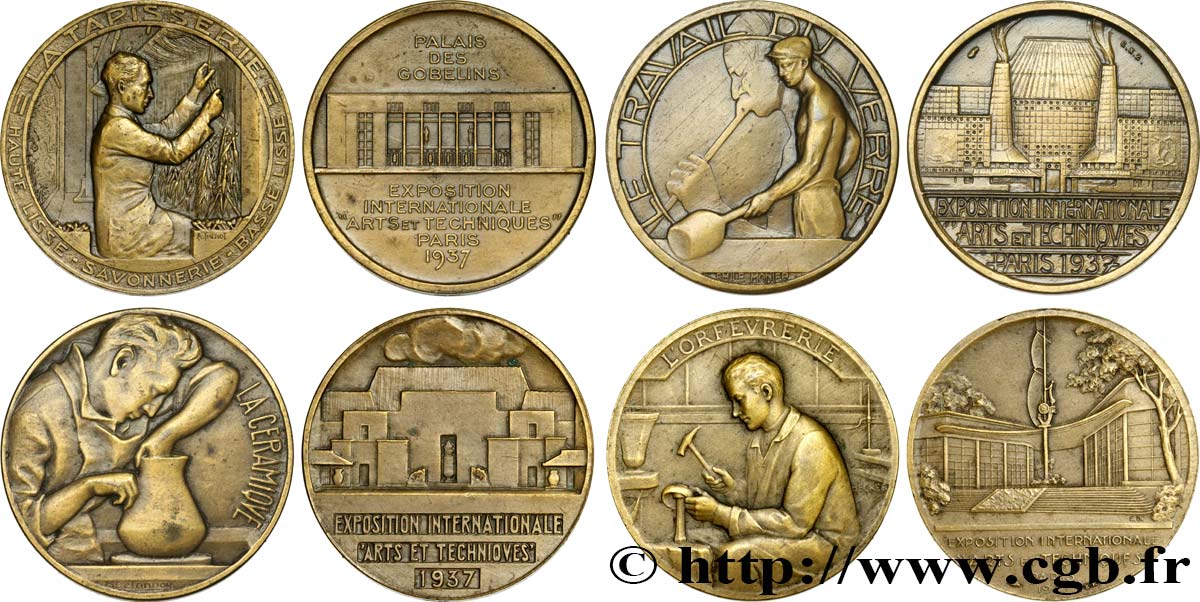 III REPUBLIC Coffret des 4 médailles, 4 artisanats AU