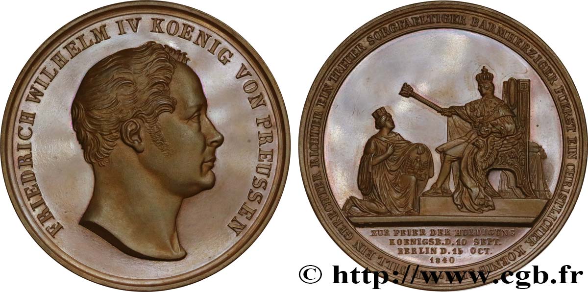 GERMANY - KINGDOM OF PRUSSIA - FREDERICK-WILLIAM IV Médaille, célébration du couronne de Frédéric-Guillaume IV à Berlin AU