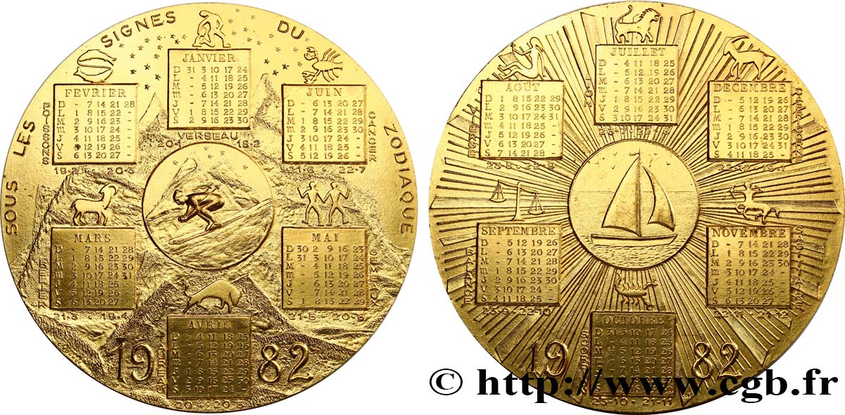 V REPUBLIC Médaille calendrier, Sous les signes du zodiaque AU