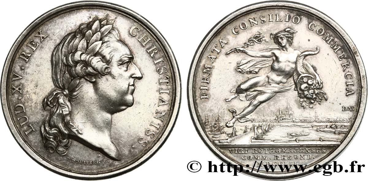 LOUIS XV THE BELOVED Médaille de la Chambre de commerce de Rouen AU