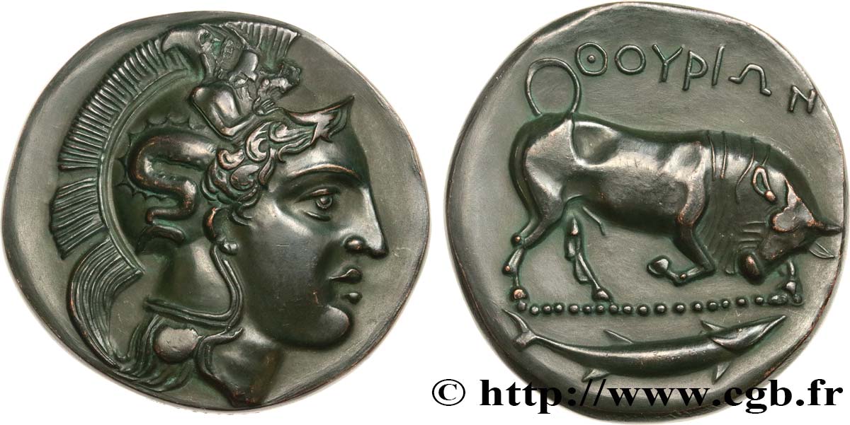 LUKANIEN - THOURIOI Médaille, Reproduction du Triobole de Thurium (Lucanie), n°71 VZ