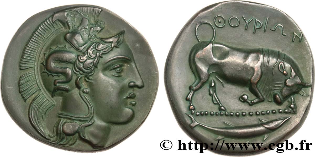 LUCANIA - THURIUM Médaille, Reproduction du Triobole de Thurium (Lucanie), n°91 EBC