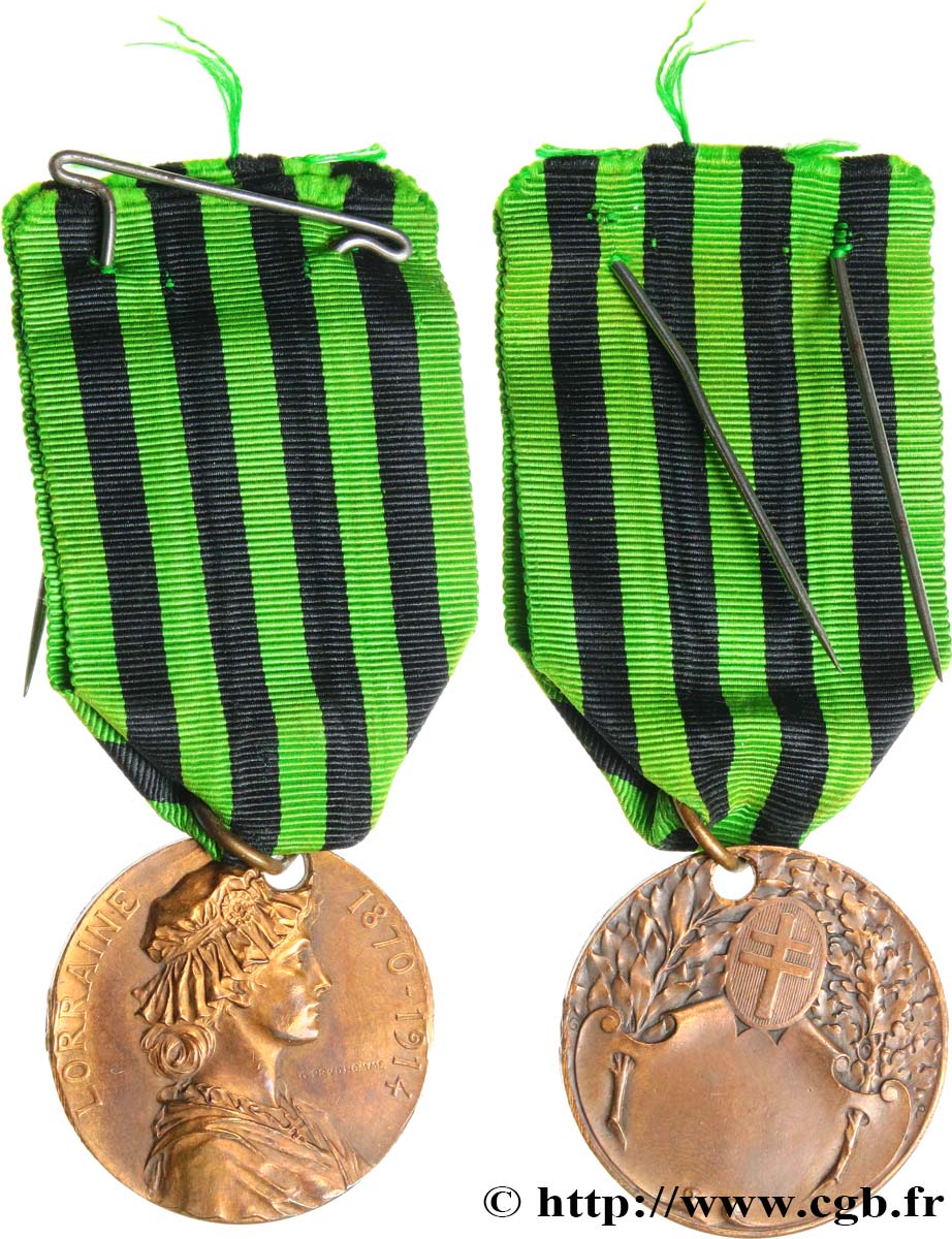 TROISIÈME RÉPUBLIQUE Médaille, Lorraine, 1870-1914 TTB