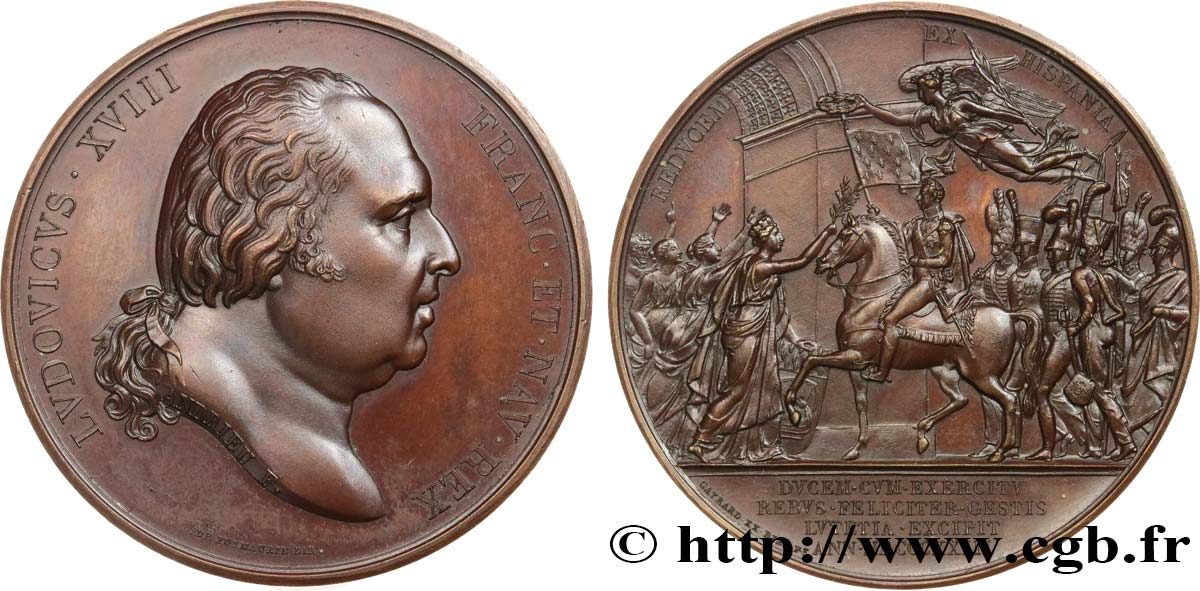 LUIGI XVIII Médaille, Rentrée triomphale du Duc d’Angoulême à la barrière de l’étoile SPL