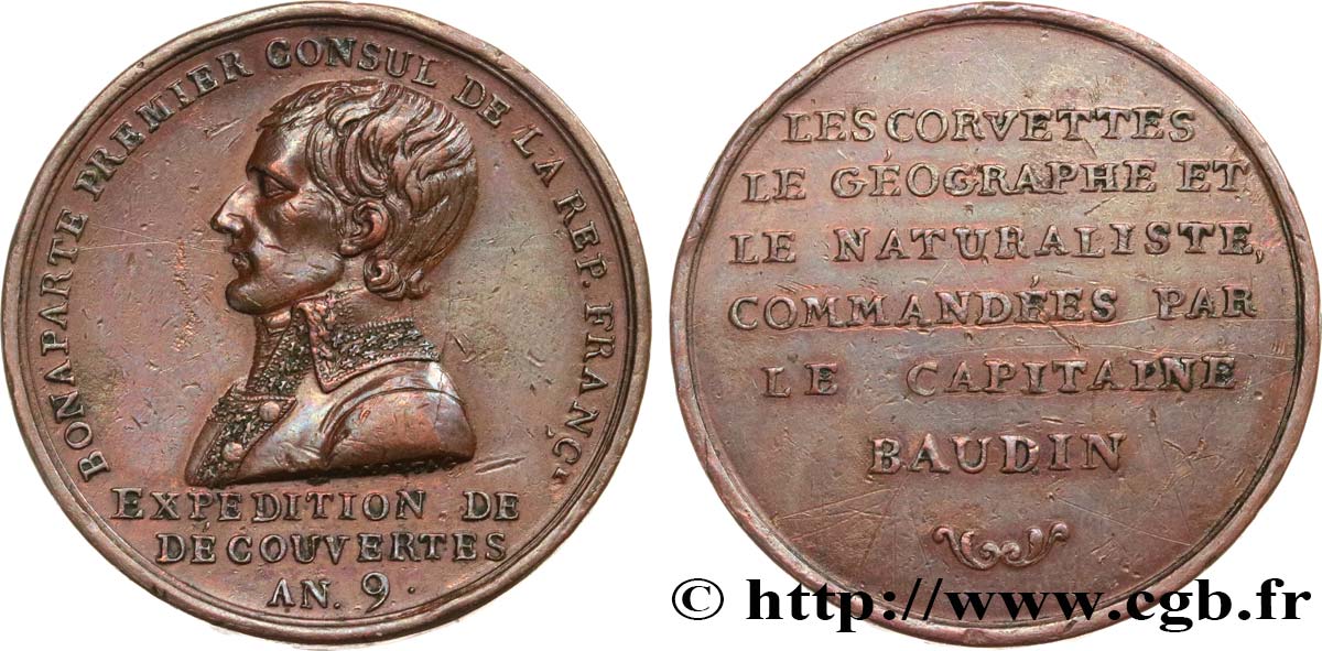 CONSULAT Médaille, Expédition du capitaine Nicolas Baudin TTB
