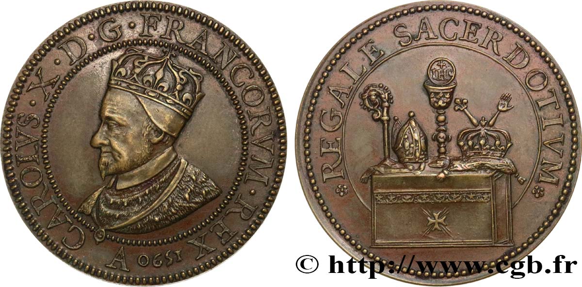 CHARLES X, CARDINAL OF BOURBON Médaille, Sacerdoce royal, refrappe moderne AU
