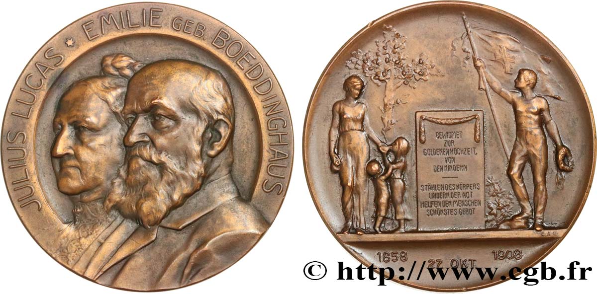 DEUTSCHLAND Médaille, Noces d’or de Julius Lucas et de son épouse Emilie fVZ