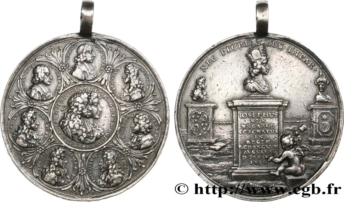 ALLEMAGNE - SAINT-EMPIRE-GERMANIQUE - LEOPOLD Ier (Leopold Ignaz Joseph Balthasar Felician) Médaille, Couronnement de l’empereur Joseph Ier TTB