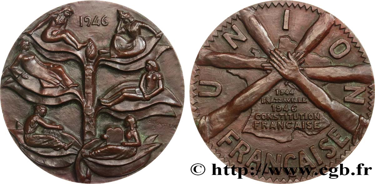 CUARTA REPUBLICA FRANCESA Médaille, Union Française EBC