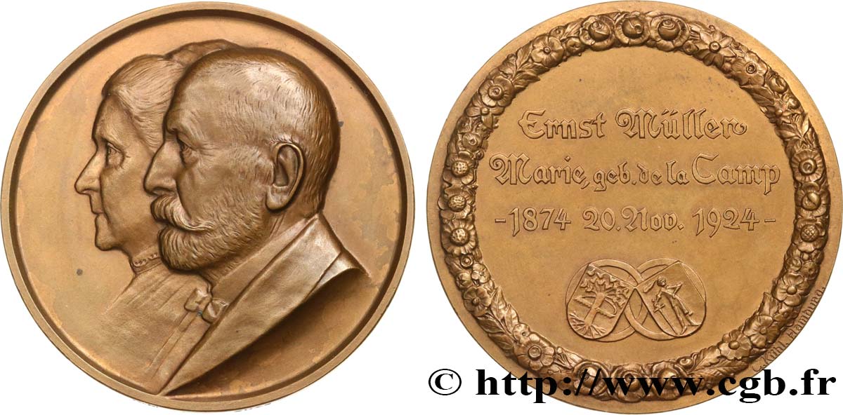 GERMANY Médaille, Noces d’or d’Ernst Müller et de Marie de la Camp AU