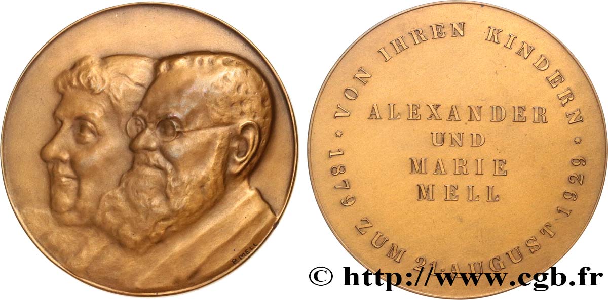 AUSTRIA Médaille, Noces d’or d’Alexandre et Marie Mell EBC