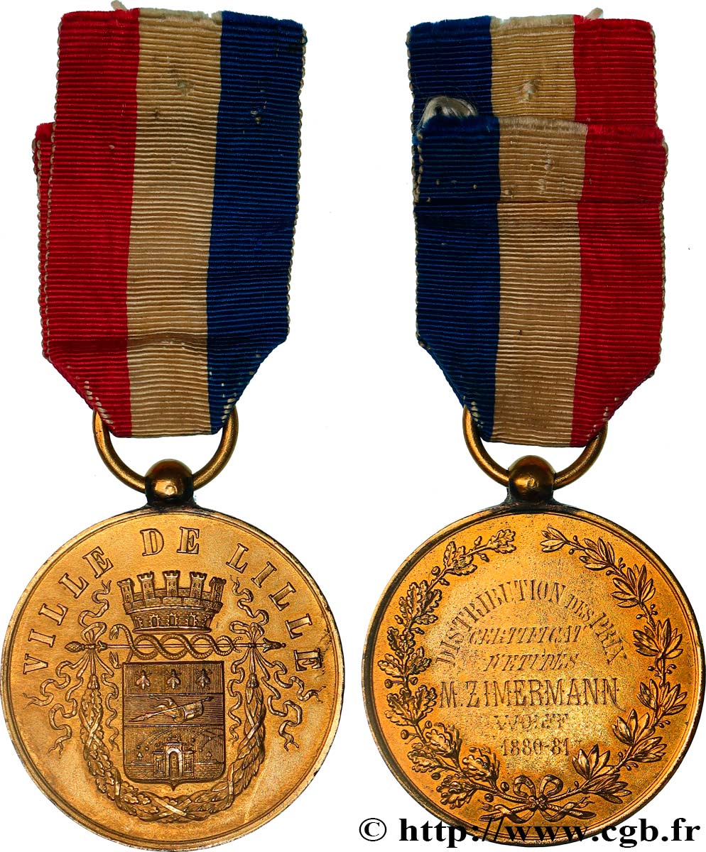 III REPUBLIC Médaille, Distribution des prix, certificat d’études AU