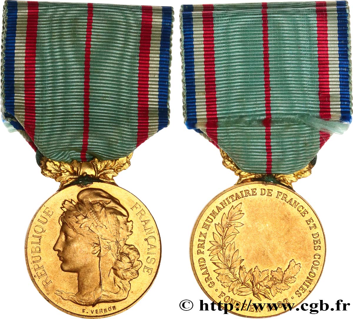 III REPUBLIC Médaille, Grand prix humanitaire de France et des colonies AU
