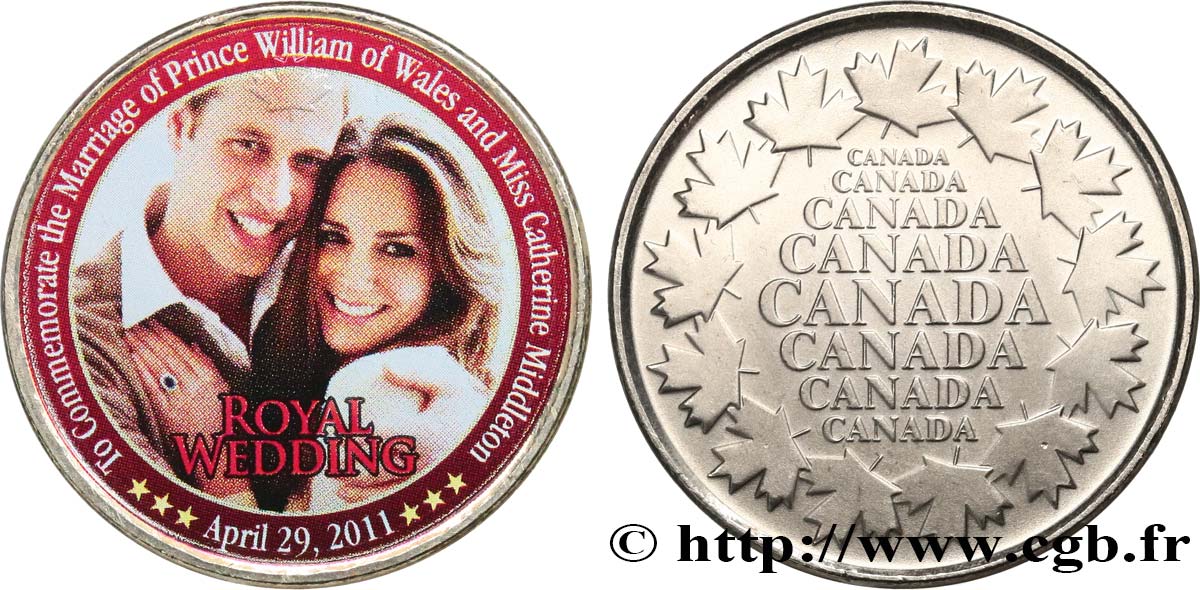 CANADA Médaille, Mariage du Prince William avec Catherine Elisabeth Middleton SPL