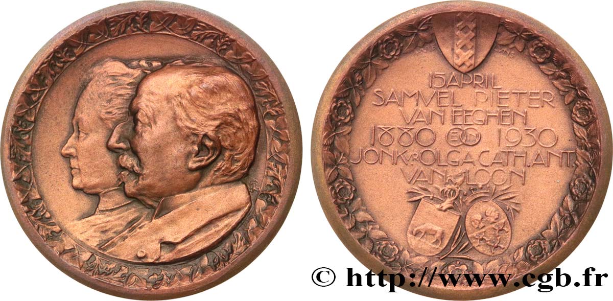 NIEDERLANDE Médaille, Noces d’or de Samuel Pieter van Eeghen et Jonkvrouwe Olga Catharina Antoinetta van Loon fVZ