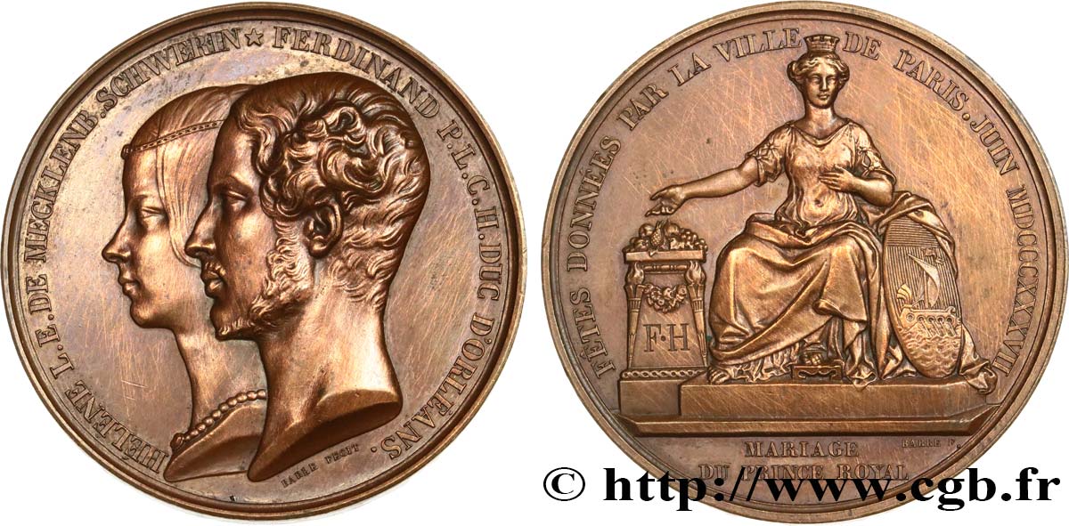 LOUIS-PHILIPPE I Médaille, Mariage du duc d’Orléans à Fontainebleau AU