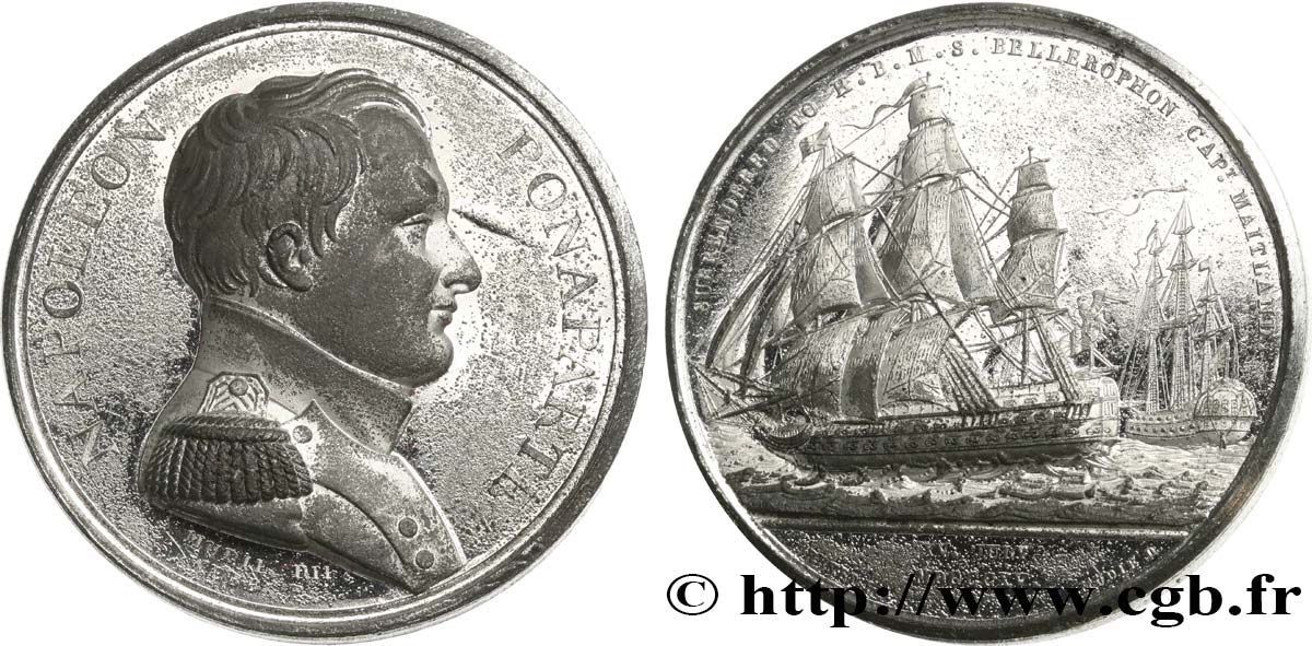 LES CENT-JOURS Médaille, Reddition de Napoléon TTB+