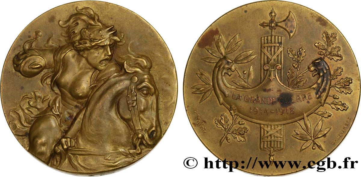TROISIÈME RÉPUBLIQUE Médaille, La Grande Guerre 1914-1917 TTB+