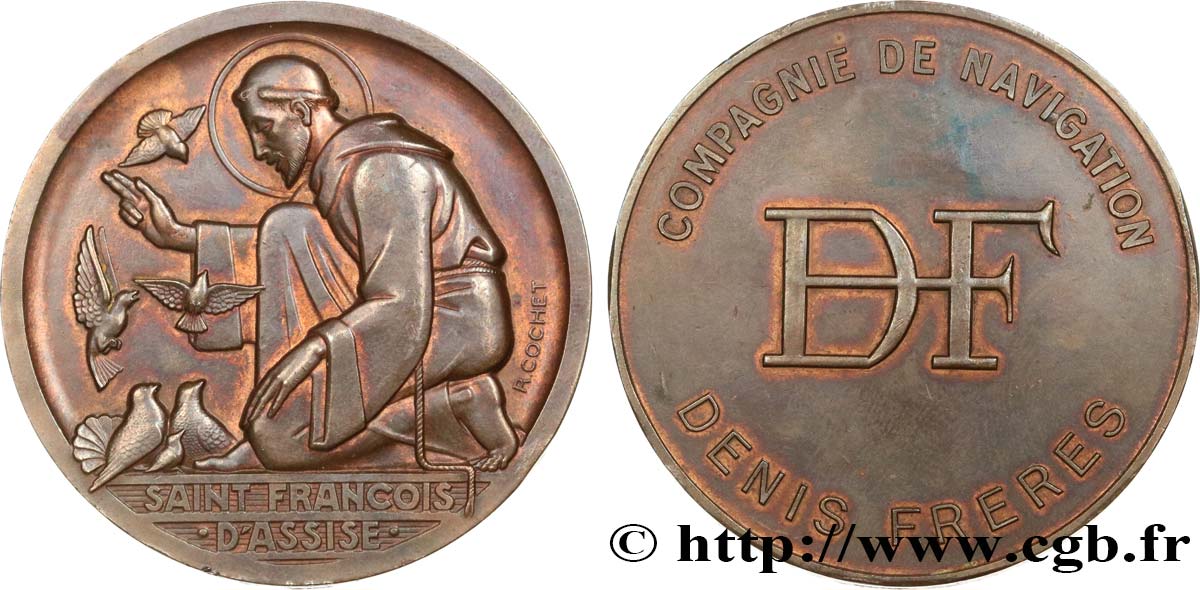 COMPANIES, INDUSTRIES AND MISCELLANEOUS TRADES Médaille, Saint François d’Assise, Compagnie de Navigation AU