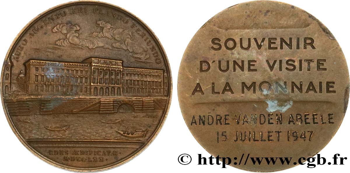 MONNAIE DE PARIS Médaille, Souvenir d’une visite à la Monnaie TTB+