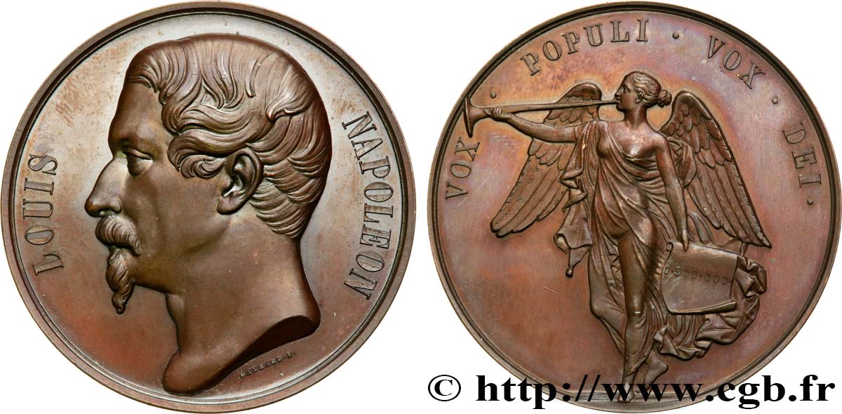 DEUXIÈME RÉPUBLIQUE Médaille pour le plébiscite en faveur du président Louis Napoléon MS