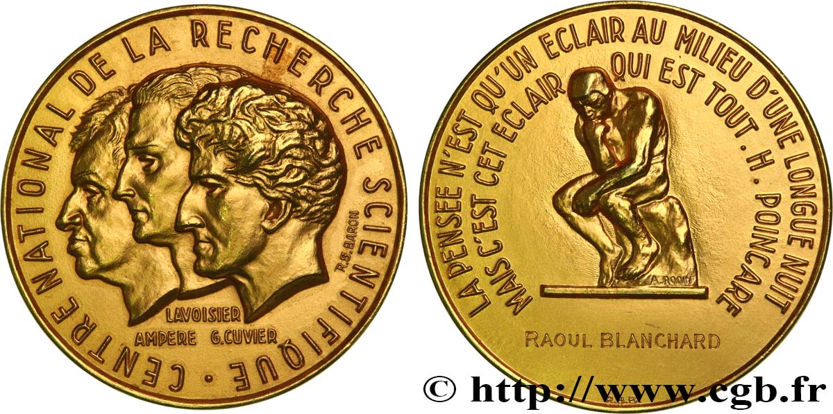 CINQUIÈME RÉPUBLIQUE Médaille d’or du CNRS, décernée à Raoul Blanchard SPL