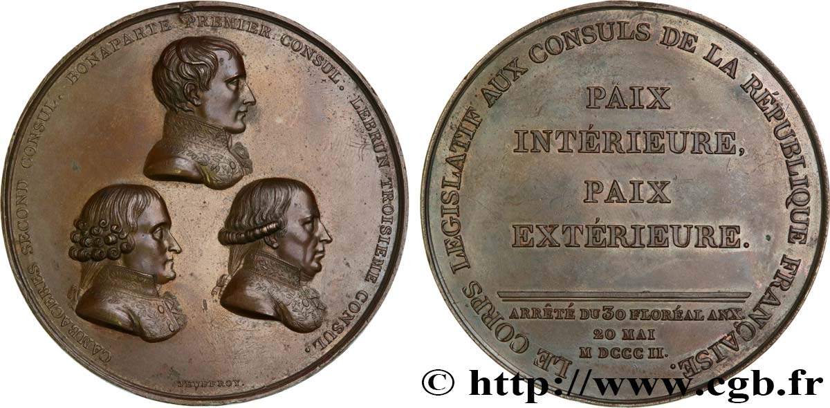 CONSULAT Médaille, Paix d Amiens AU